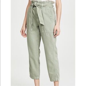 AMO Relaxed Fit Paper Bag Pant Belted Surplus Green Twill‎ Sz 28